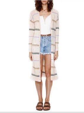 Heartloom Light Beige Striped Duster Cardigan